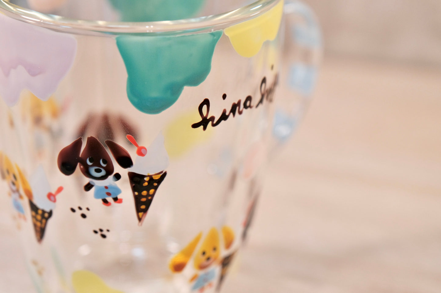 Hina Hiyo Club Hand-drawn Double Wall Glass Mug #1
