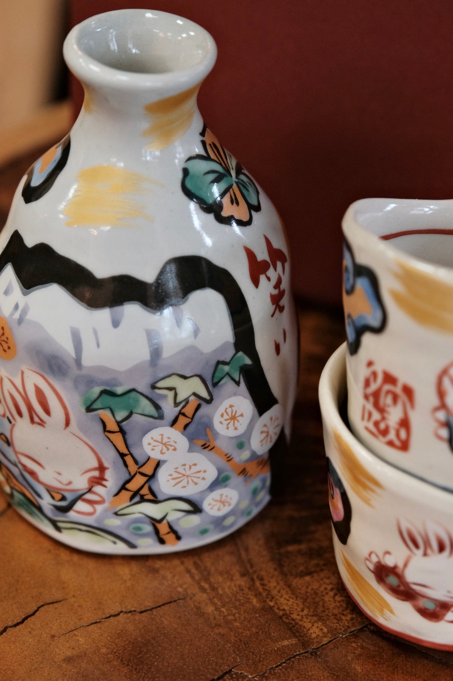 Yudachi Gama Handcraft Lucky Rabbit Sake Set (Gift Box)
