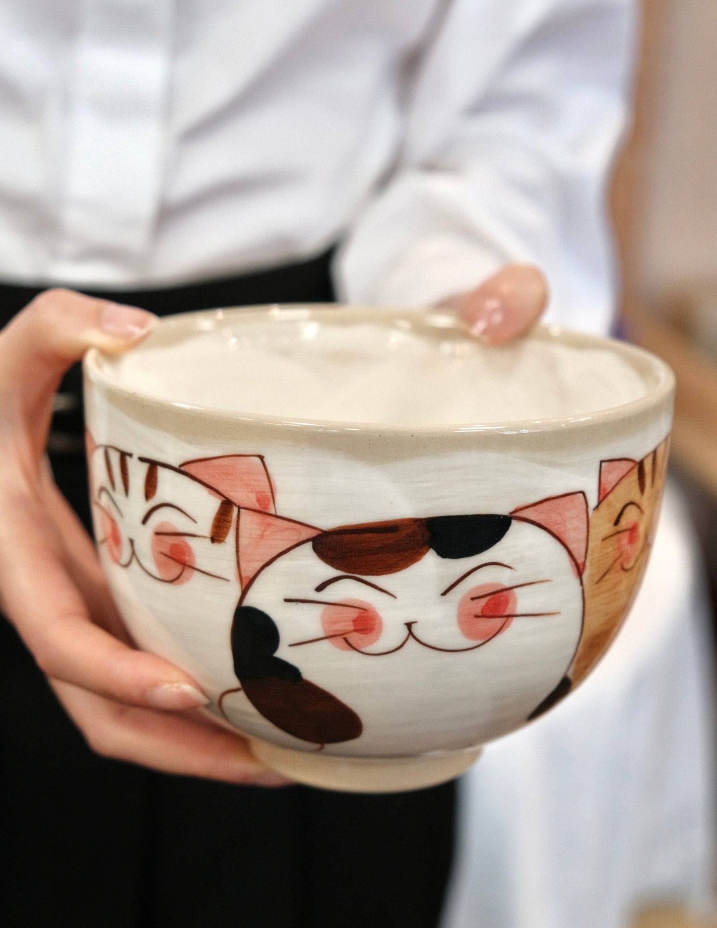 Hasami Ware Handcraft Cat Donburi Bowl