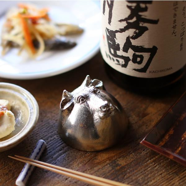 能作Nousaku 100% Tin Sake cup GUINOMI Zodiac Dragon Gold leaf 50cc (Gift Box)