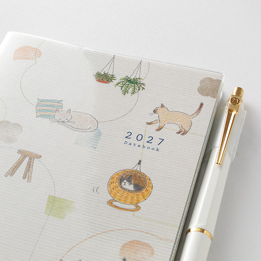MIDORI Pocket Diary A6 2027 Cat cover detail with pen holder