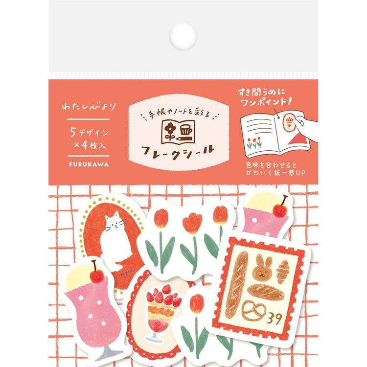 Furukawa Shiko Watashi-biyori Washi Flake Stickers – Red