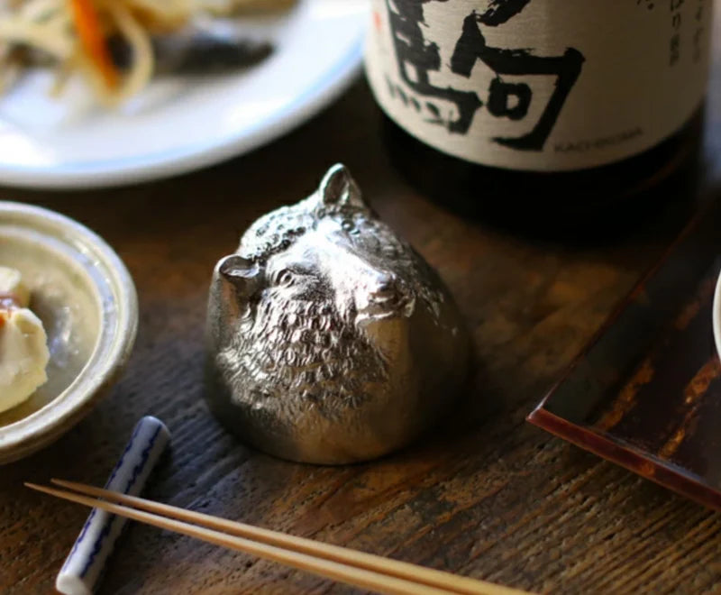 能作Nousaku 100% Tin Sake cup GUINOMI Zodiac Dragon Gold leaf 50cc (Gift Box)