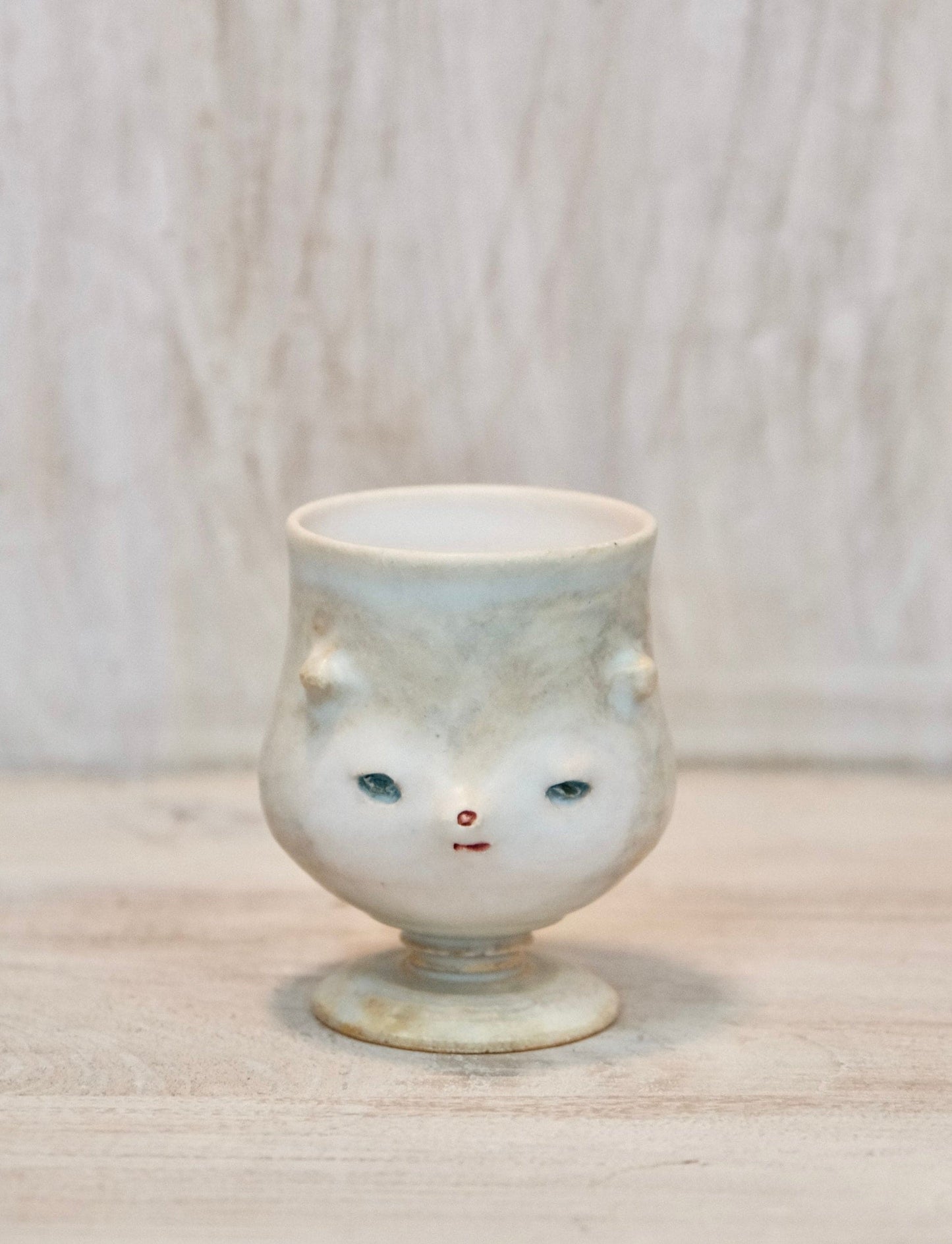 Koizumi Chiharu-こいずみ ちはる Handmade Ceramic Face goblet #3