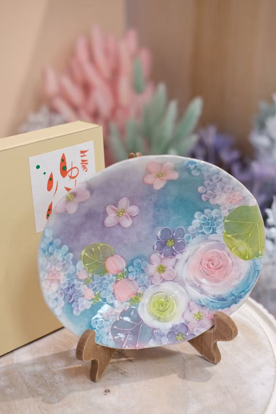 YUZURIHA FLOWER HANDMADE CERAMIC FLOWER Cake plate