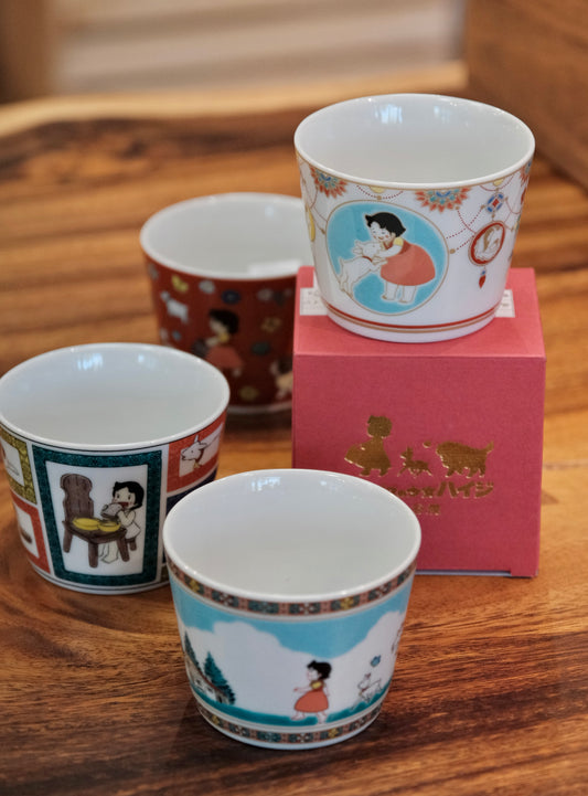 Japan Kutani Yaki Kaneshotouki Heidi and Yuki,Girl of the Alps goods,Soba Choko Cup