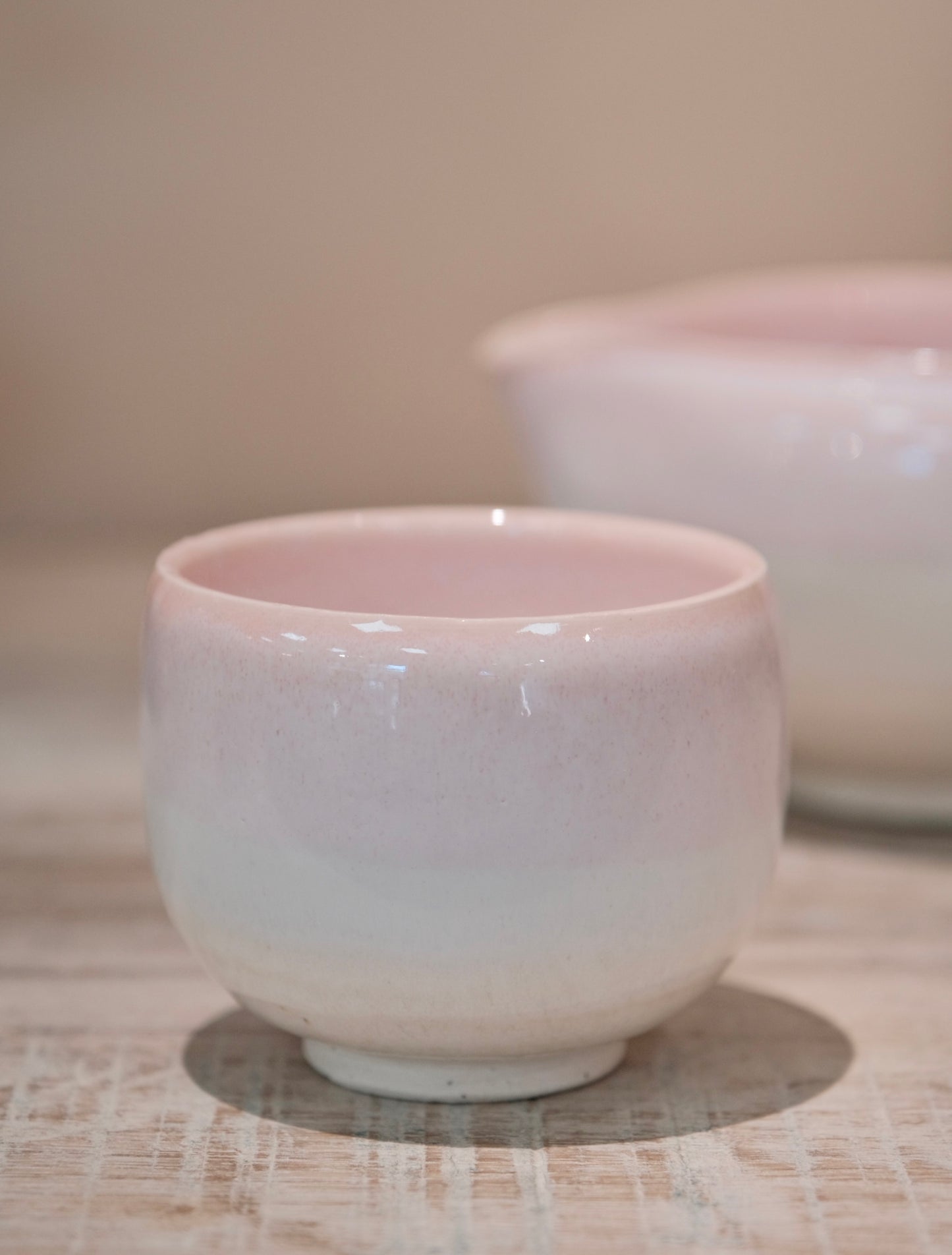 Japan Handmade Spounted Matcha Bowl by Masamura – Peach Pink