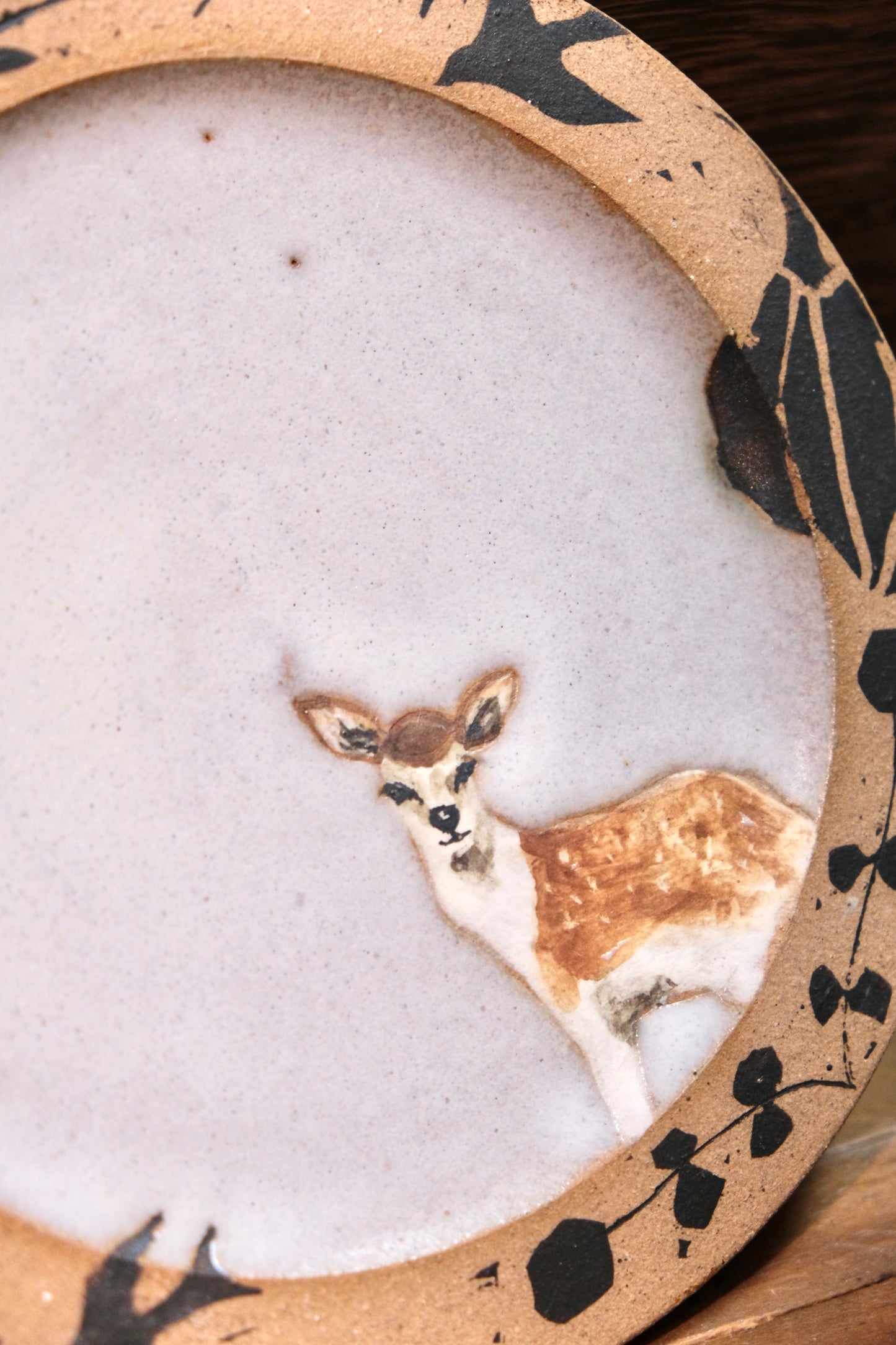 Artisans-森安幸代 Acne Pottery Studio Handmade 18cm/7inch medium plate (Deer)