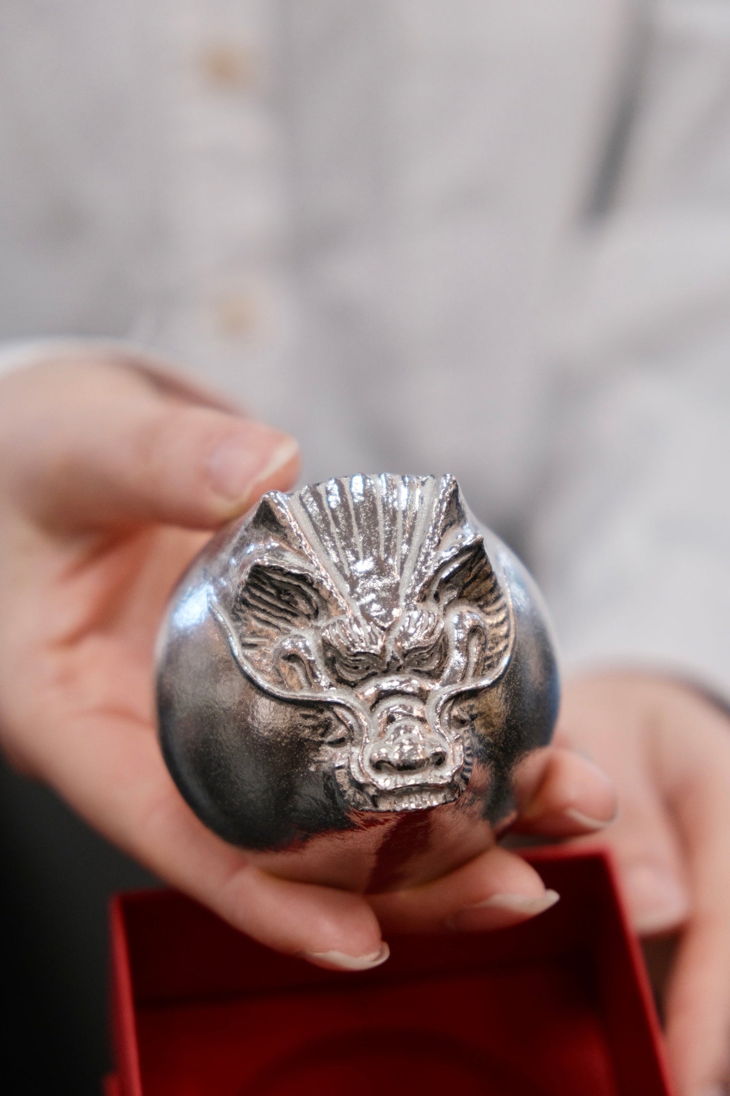 能作Nousaku 100% Tin Sake cup GUINOMI Zodiac Dragon Gold leaf 50cc (Gift Box)