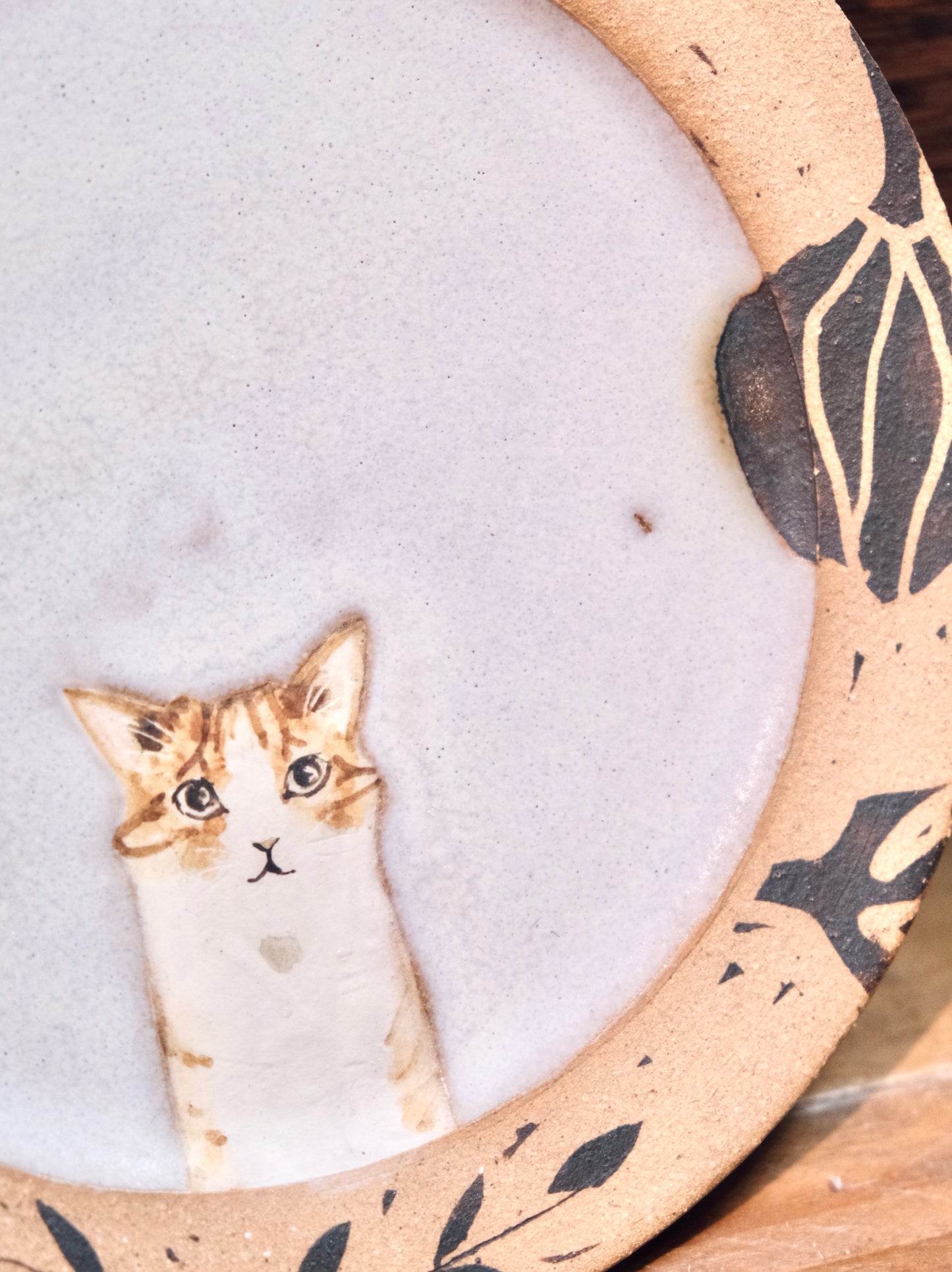 Artisans-森安幸代 Acne Pottery Studio Handmade 18cm/7inch medium plate (Cat)