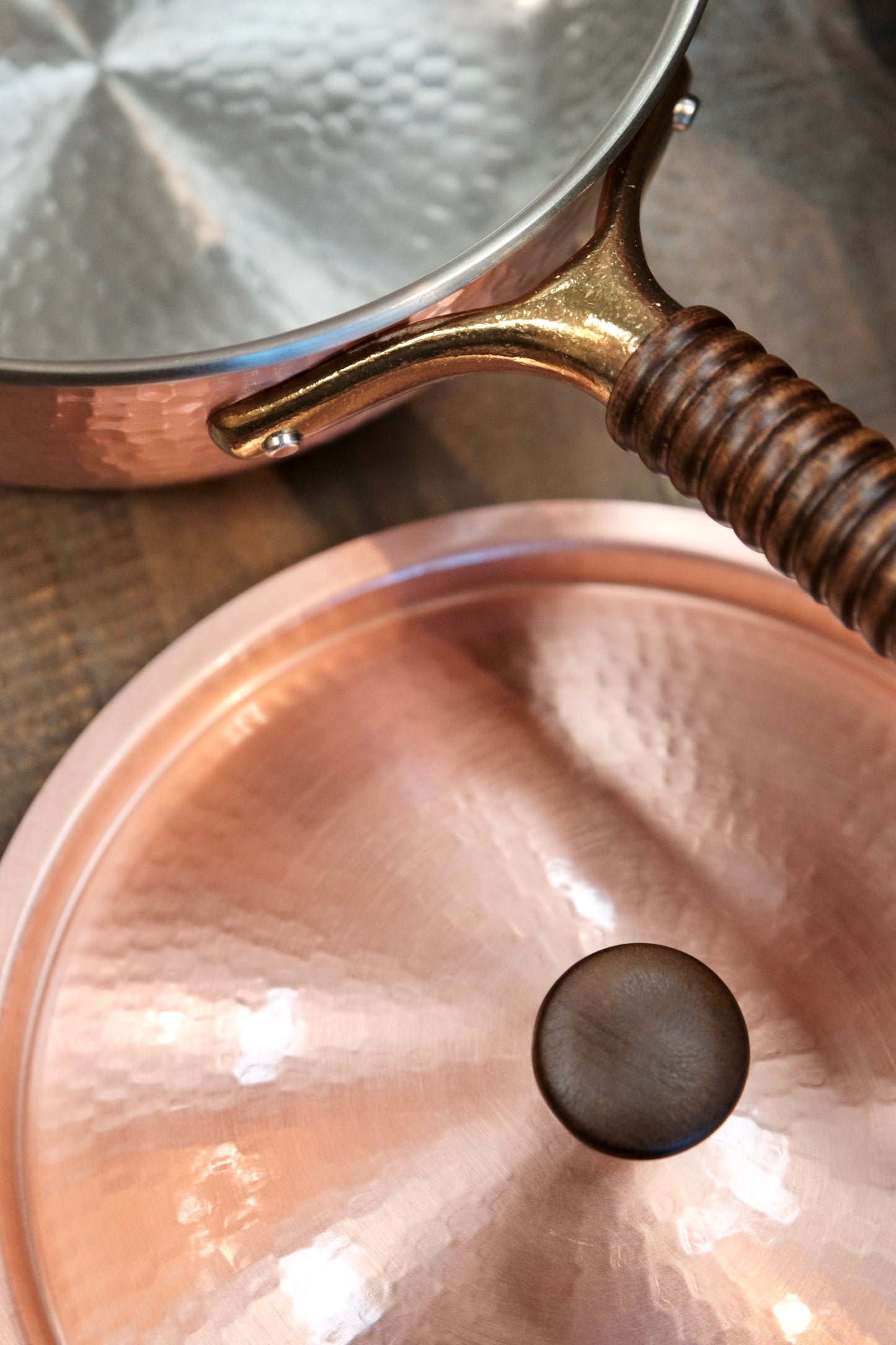 Japan Hand Made Sinkoukinzoku Pure Copper Snow Flat Pot 18 cm