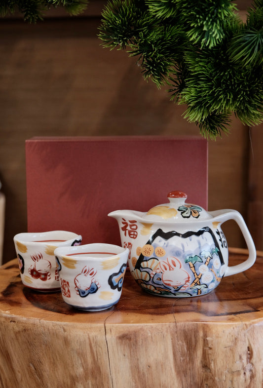 Yudachi Gama Handcraft Lucky Rabbit Teapot set (Gift Box)