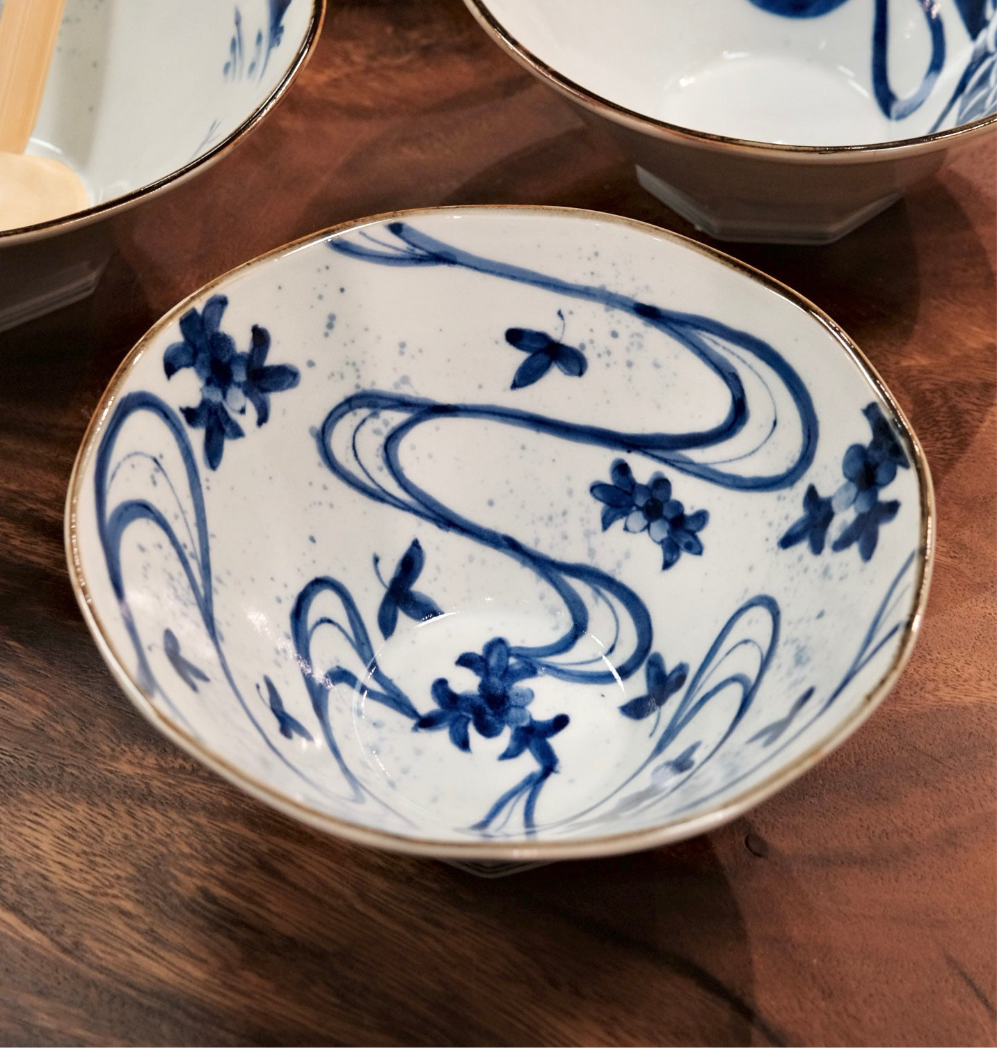 Arita Yaki Sometsuke Blue and White Handmade 7.5inch Large Ramen Bowl