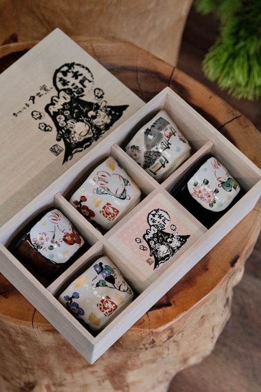 YUDACHI GAMA HANDCRAFT CUP SET 6PCS (WOODEN BOX)
