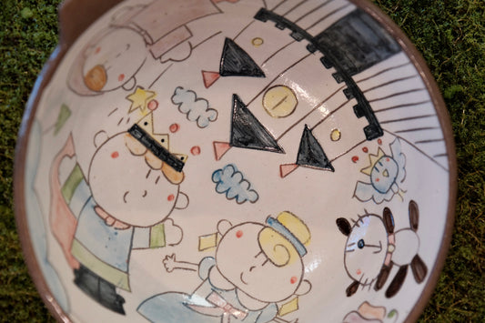 野村典子-Noriko Nomura Storybook Collection Handle bowl (#2)
