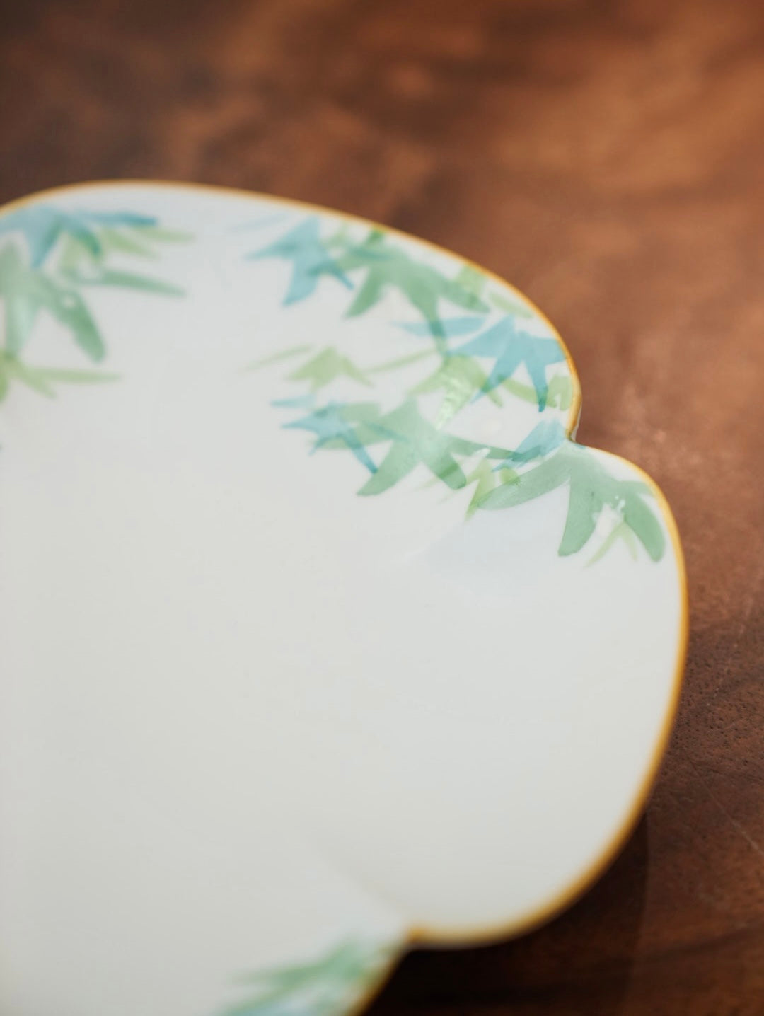 Japan Arita Yaki Artisan Hand Painted Green Leaf Cup and Saucer Set