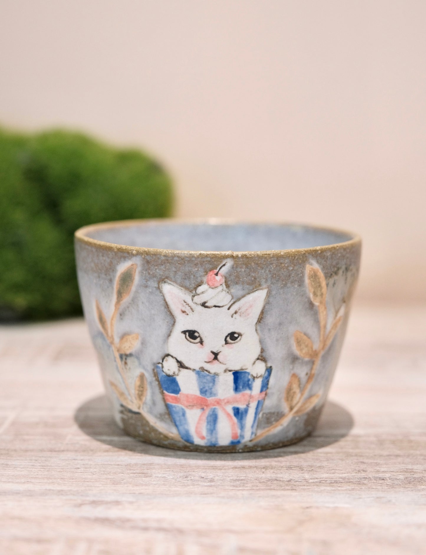 【2026 Exhibition】Acne pottery Studio handmade choko cup (Cat & Cake)