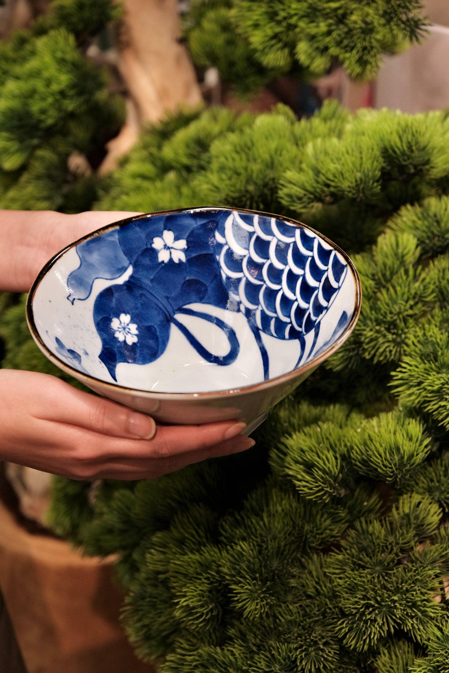 Arita Yaki Sometsuke Blue and White Handmade 7.5inch Large Ramen Bowl