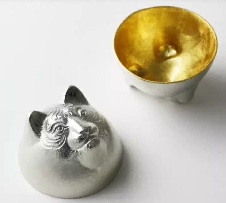能作Nousaku 100% Tin Sake cup GUINOMI Zodiac Dragon Gold leaf 50cc (Gift Box)