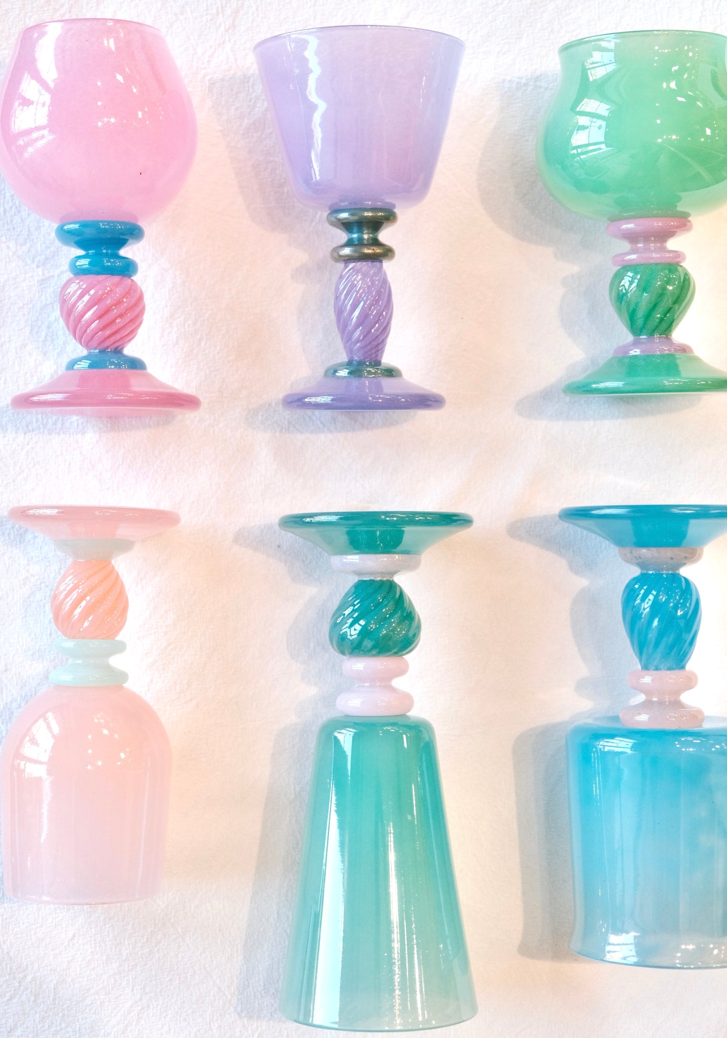 MINAKONAGAMACHI-長町三夏子 Hand blown Vintage-Style Stem Glass (pink)