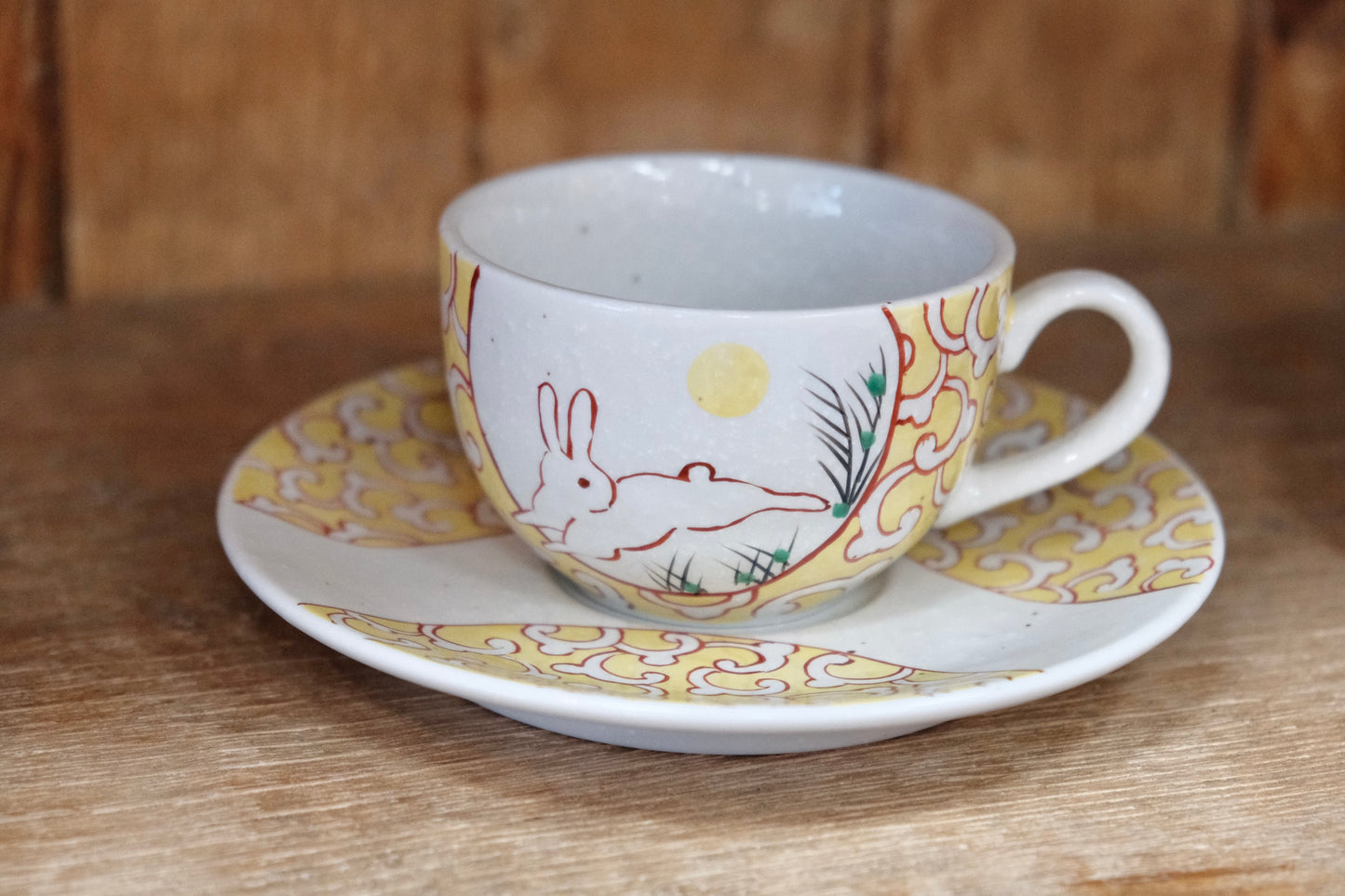 Arita Yaki Artist Rabbit Cup and Saucer