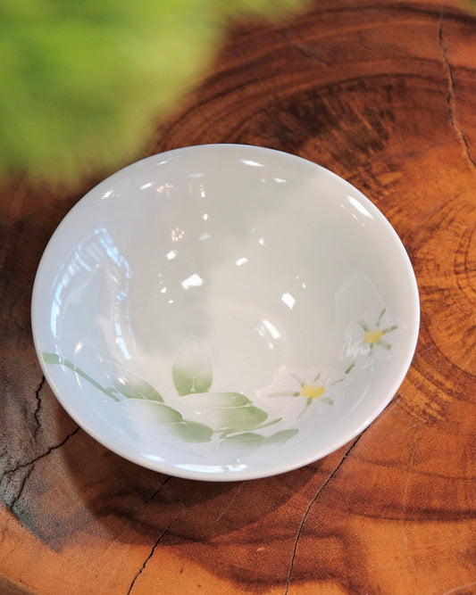Hasami ware Green glaze Flower handamade 6inch bowl