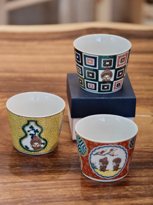 Japan Kutani Yaki Kaneshotouki Monchhichi Soba Choko Cup