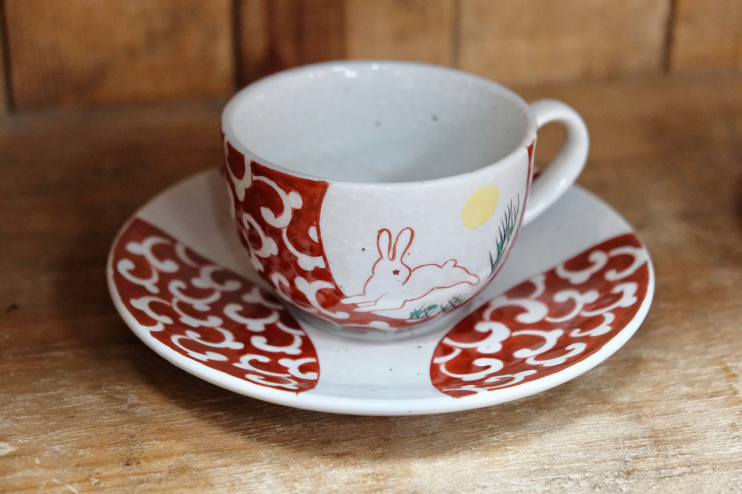 Arita Yaki Artist Rabbit Cup and Saucer