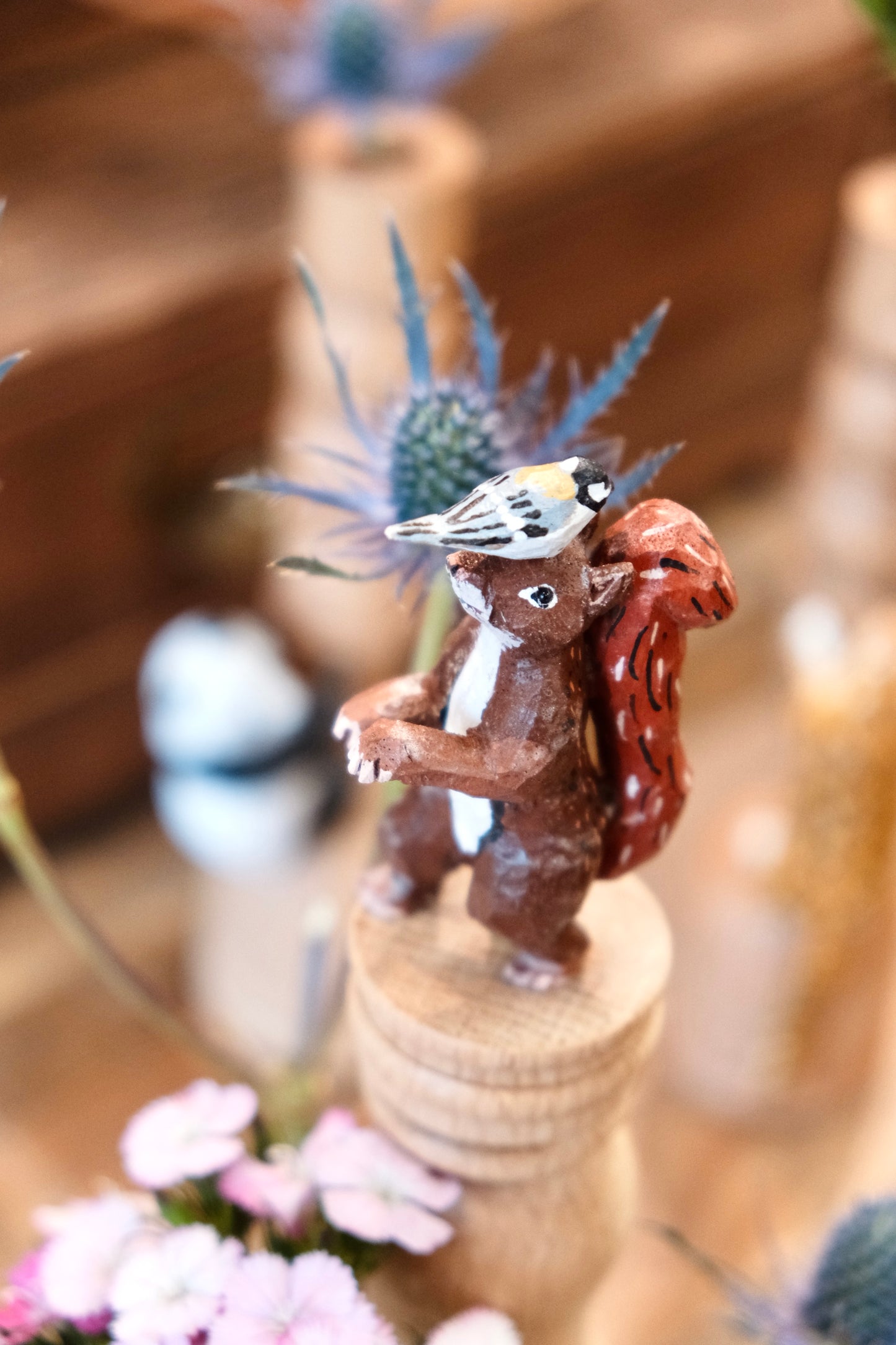 Artisans-Rebmob木工 handmade wood squirrel vase (come with glass tube)