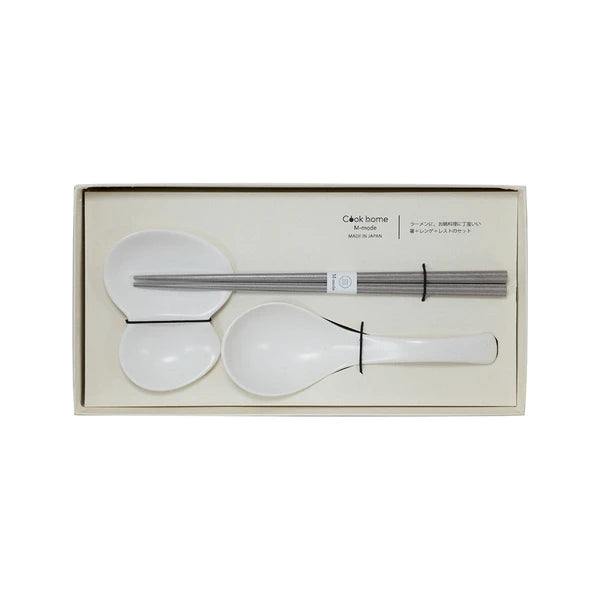 Japan made Cook Home Renge Spoon & Chopsticks Set – White