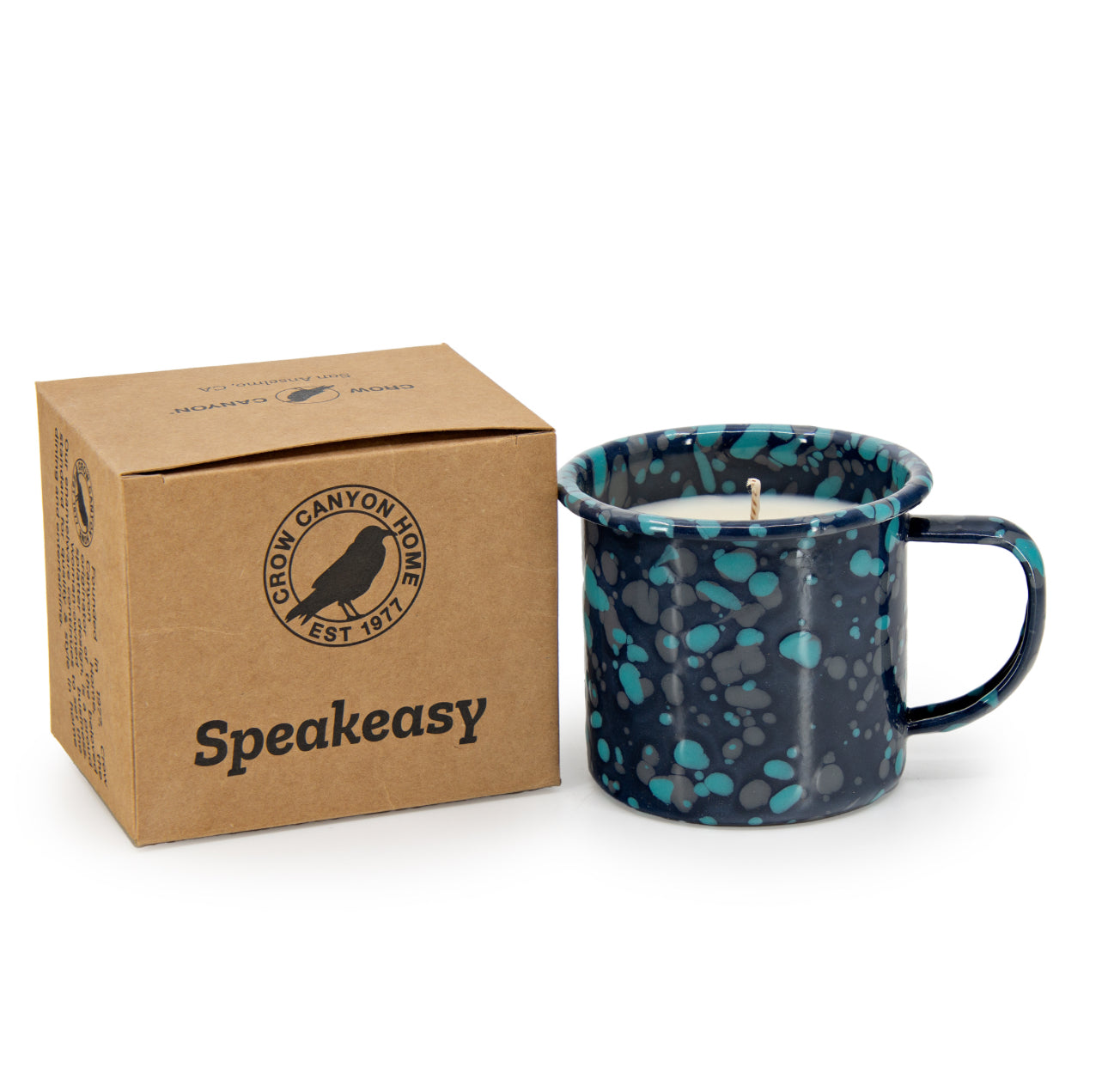 Crow Canyon Home Speakeasy Enamel Mug 9oz Soy Candle, Navy