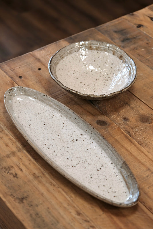 SHIROKARATSU Mino Ware Ceramic Dish deep plate