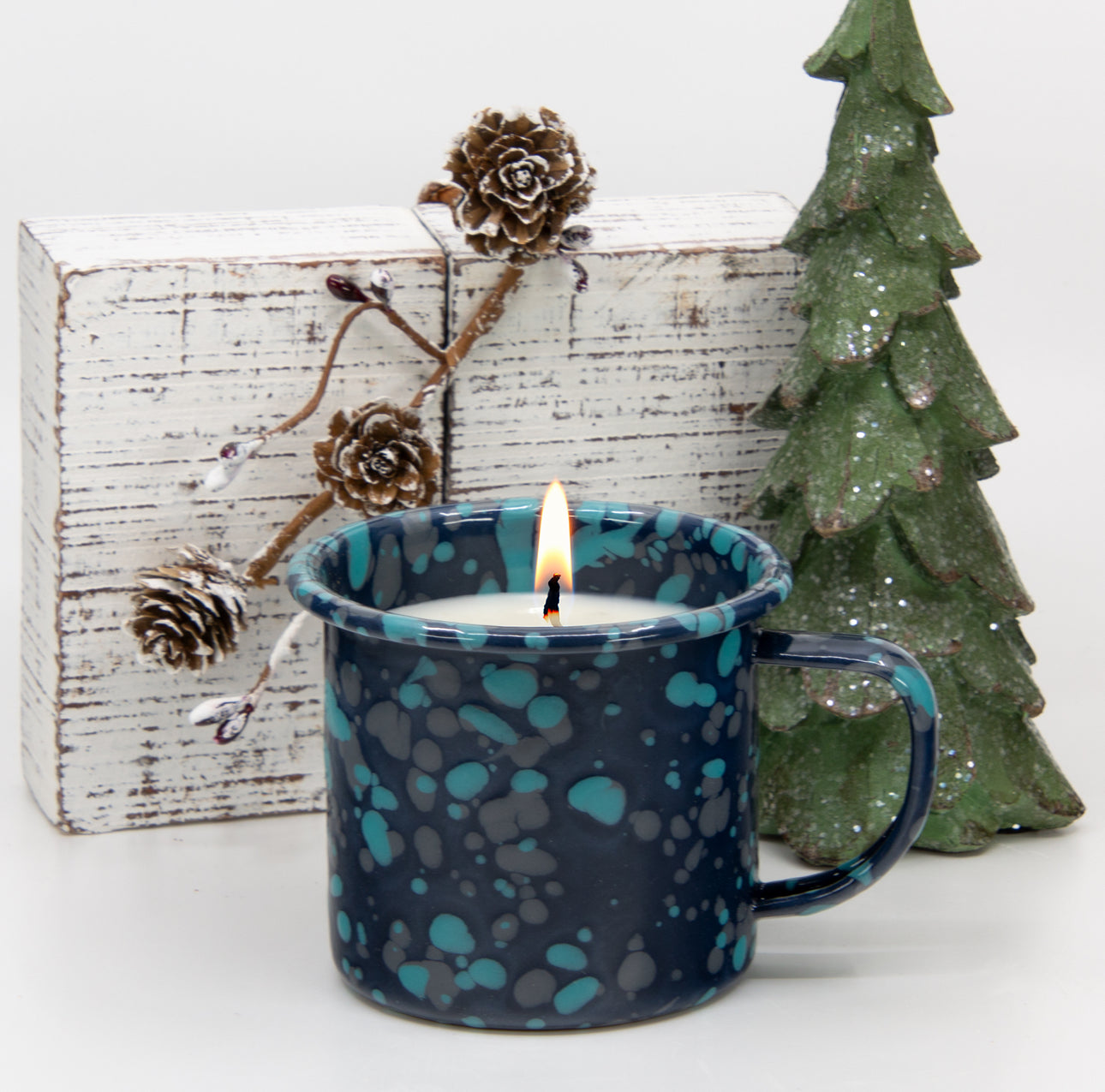 Crow Canyon Home Speakeasy Enamel Mug 9oz Soy Candle, Navy