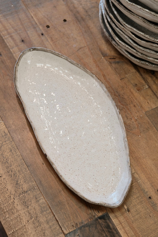 SHIROKARATSU Mino Ware Ceramic Oval Large Long Plate/Tray