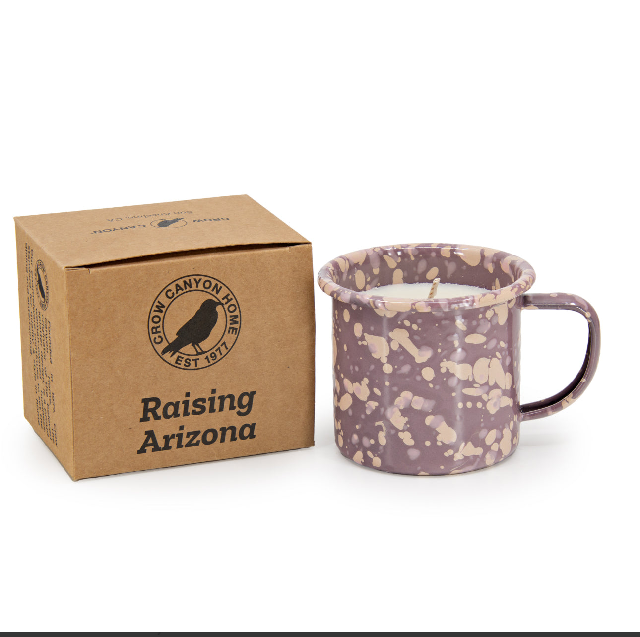 Crow Canyon Home Raising Arizona Enamel Mug 9oz Soy Candle, Mauve