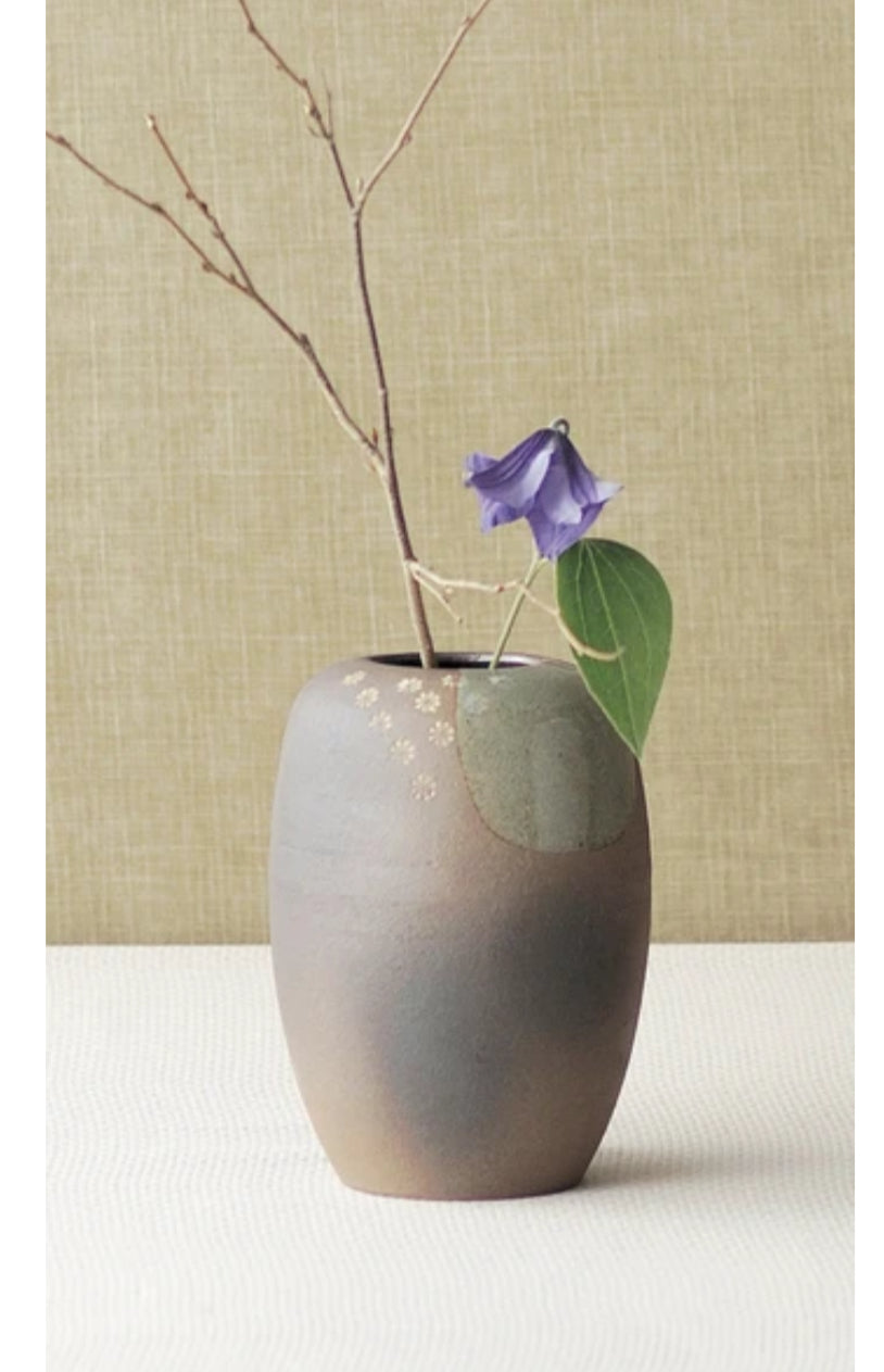 Japan MARUI Shigaraki(信樂燒) Handmade Cherry Blossom Vase