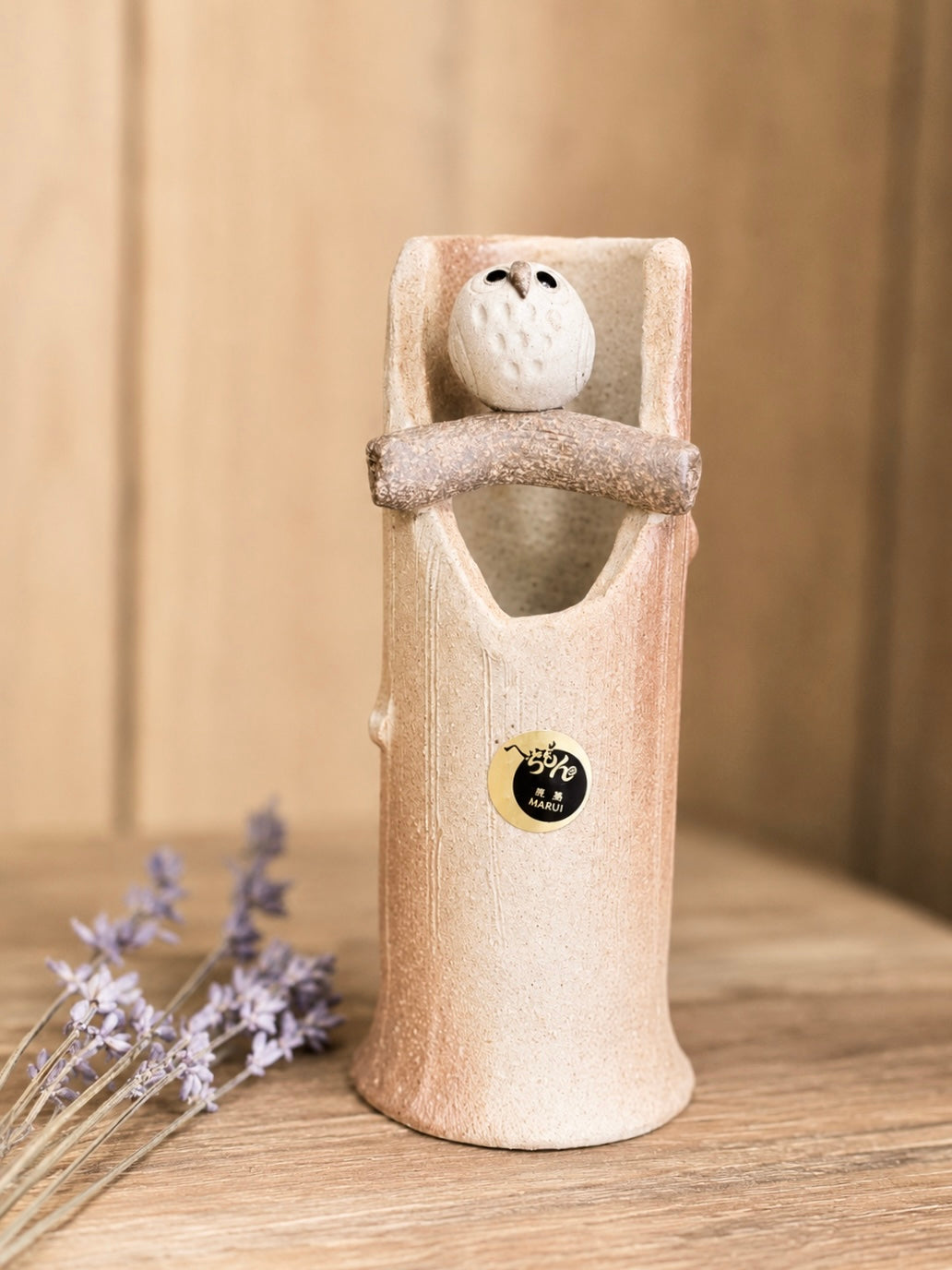 Shigaraki Yaki Owl Ceramic Flower tall vase (14cm)