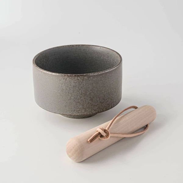 Shinzangama Yamatsu “Chacha Suru” Suribachi Matcha Latte Bowl with wooden grinder stick