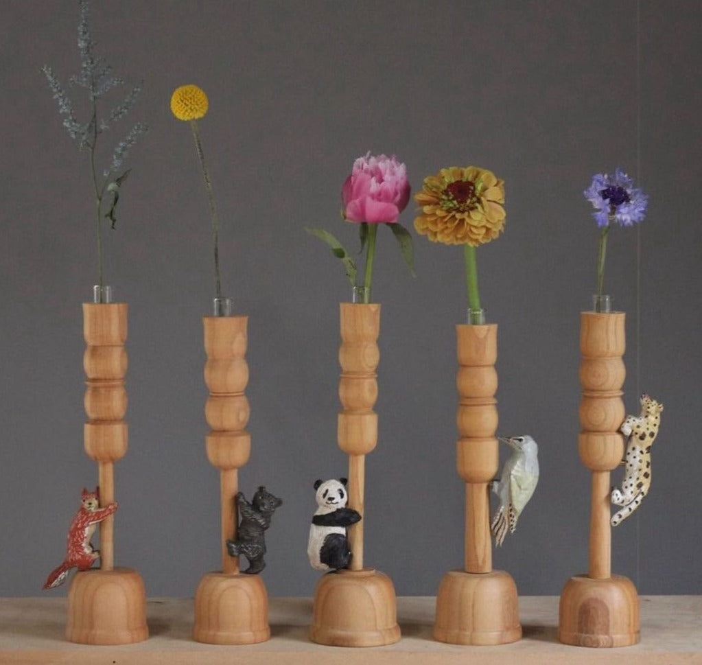 Artisans-Rebmob木工 Handmade wood Animal vase(come with glass tube)