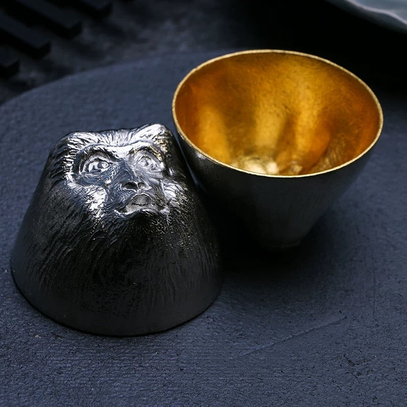 能作Nousaku 100% Tin Sake cup GUINOMI Zodiac Dragon Gold leaf 50cc (Gift Box)