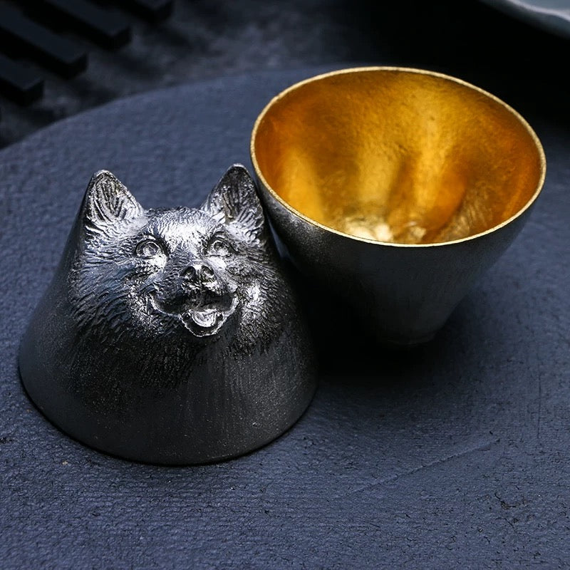 能作Nousaku 100% Tin Sake cup GUINOMI Zodiac Dragon Gold leaf 50cc (Gift Box)