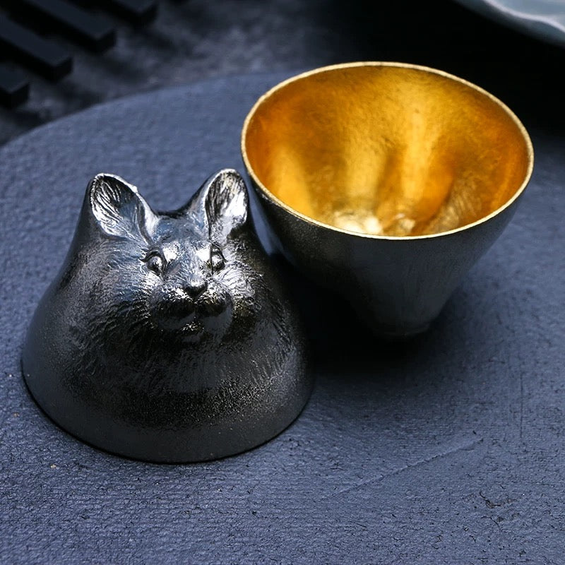 能作Nousaku 100% Tin Sake cup GUINOMI Zodiac Dragon Gold leaf 50cc (Gift Box)