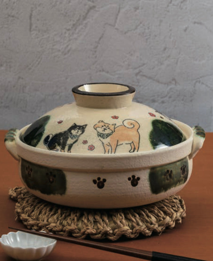 Shiba inu Banko ware Size6/ 8 Donabe/Clay Pot