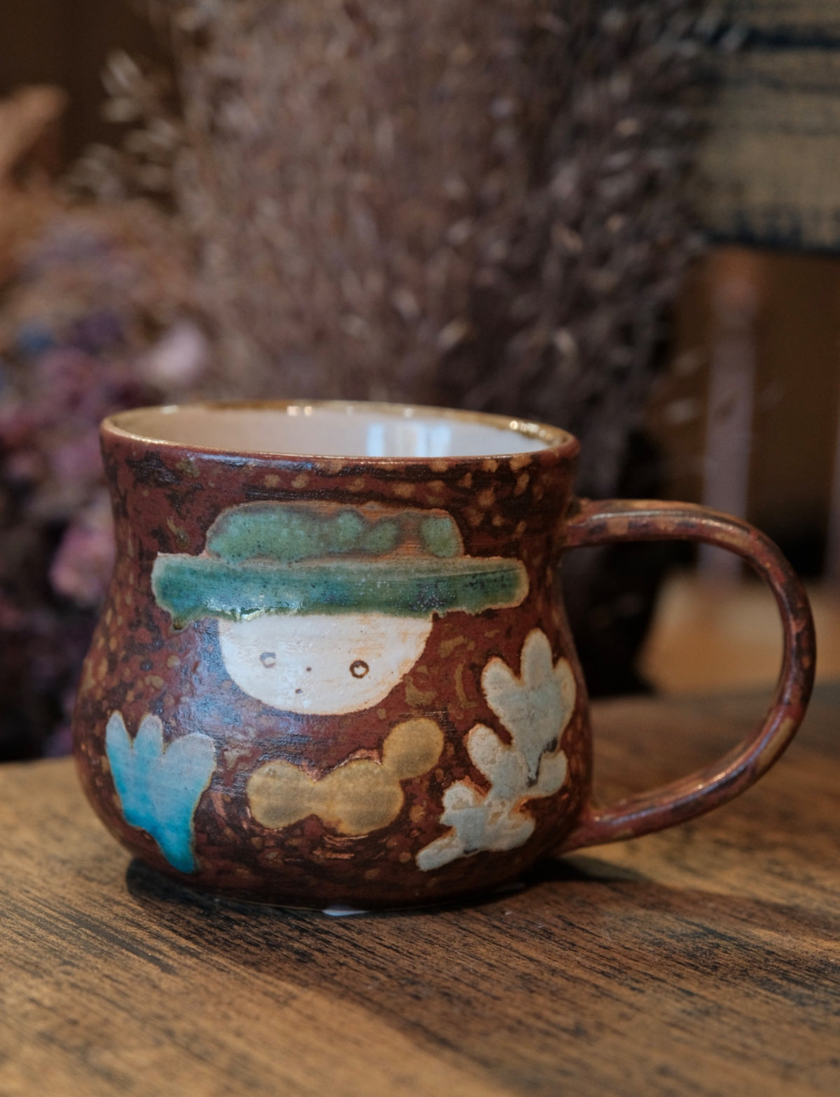 Keiko Matsumoto Handmade Green Hat Garden Mug