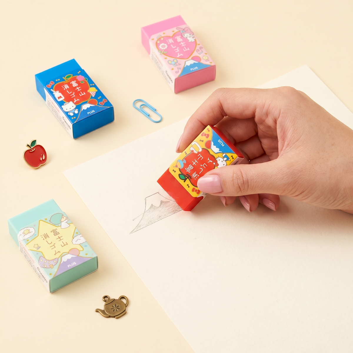 Hello Kitty eraser sleeve removal and pencil erasing demonstration
