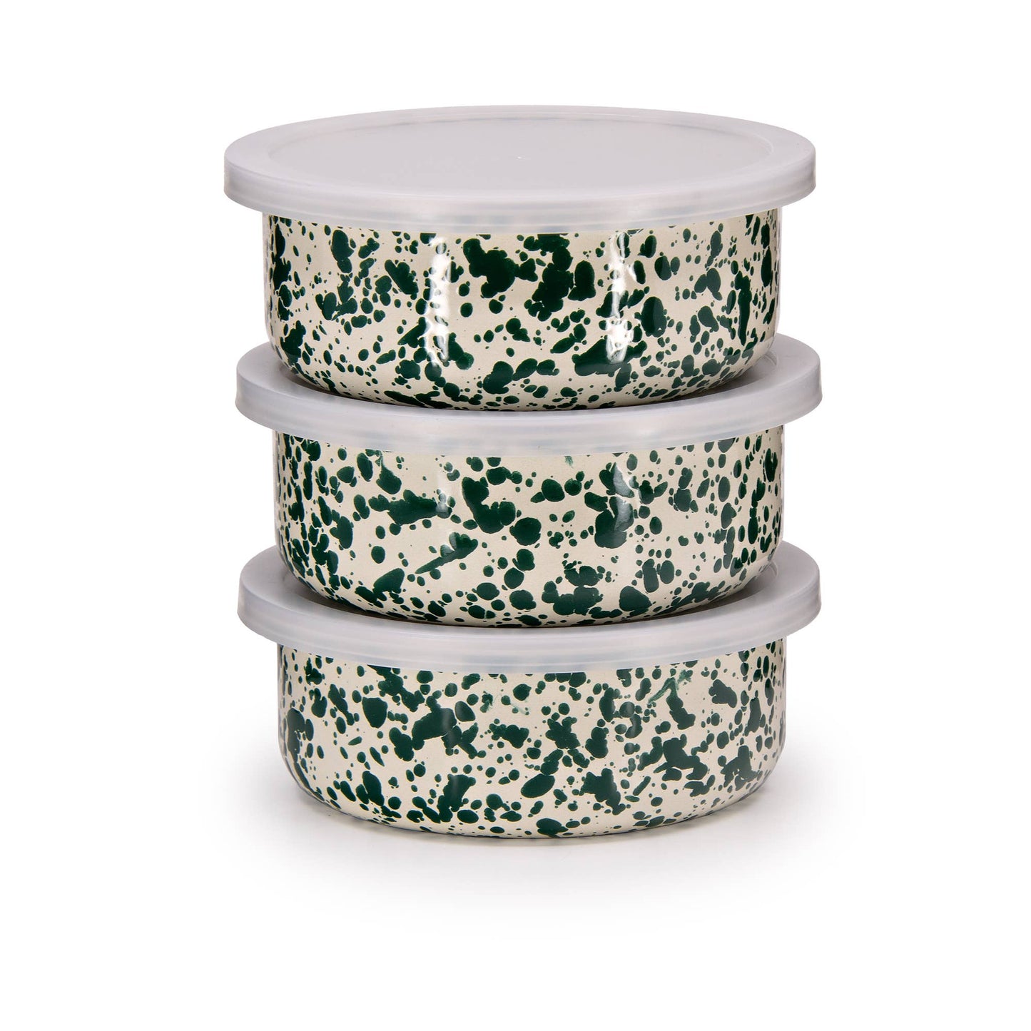 Crow Canyon Splatter Enamelware 3-pc Storage Bowl Set