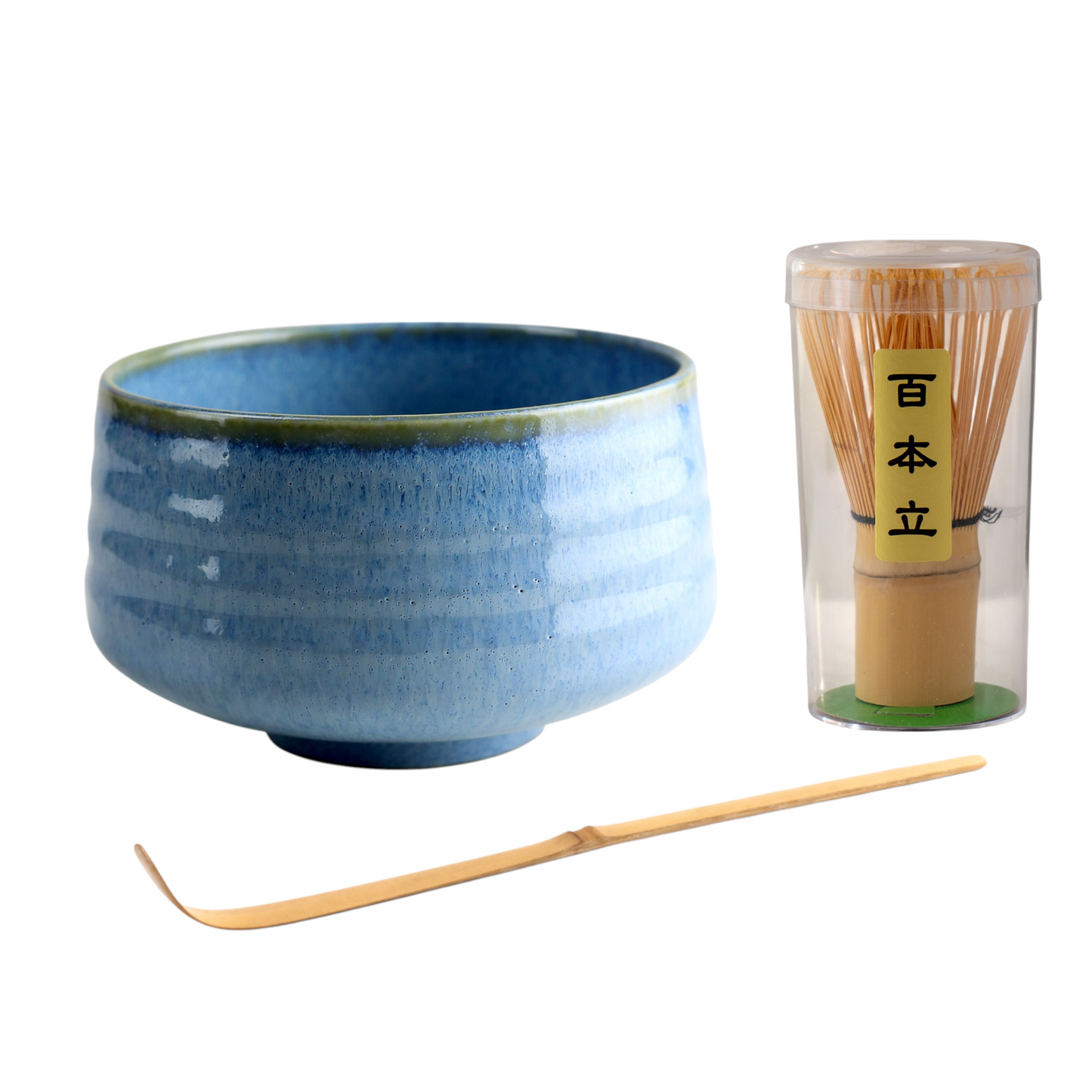 Mino ware Matcha Set 20oz Matcha Bowl with Whisk and Scoop (Nature Blue)