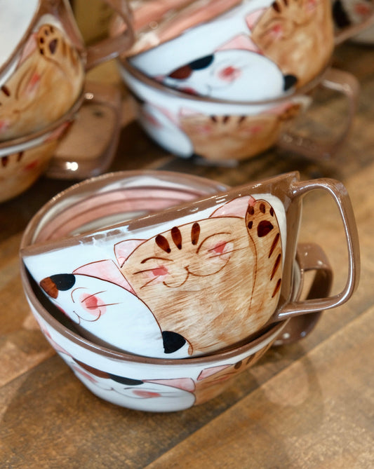 Hasami ware Handcraft Kitty Cat Soup Mug 500ml/16oz (Large)