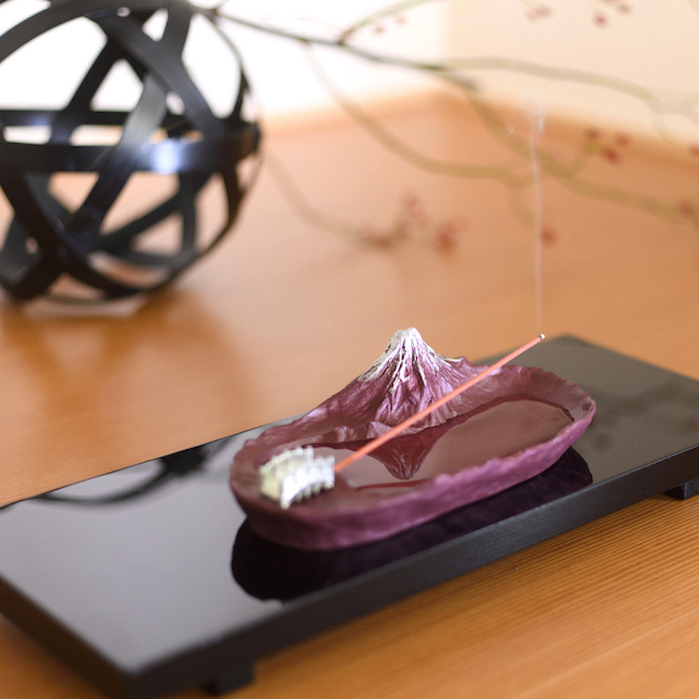 Japan Gina-Do Ikebana Aluminum Mt FUJI Incense Stand(Gift Box)