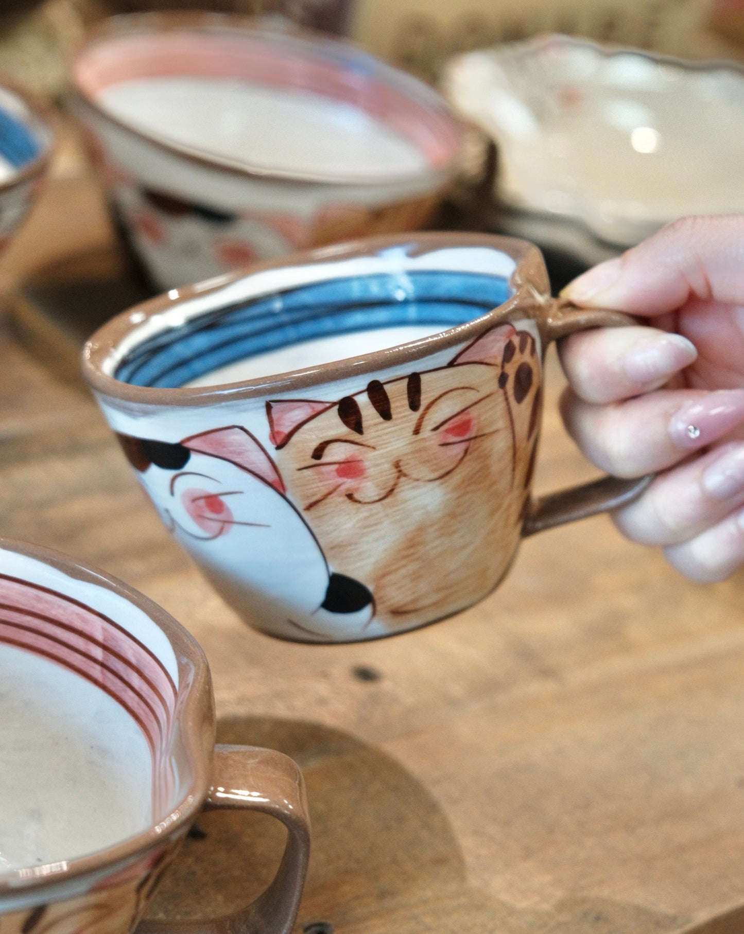 Hasami ware Handcraft Cat Soup Mug 250ml/8.5oz (Medium)